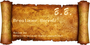 Breslauer Bennó névjegykártya